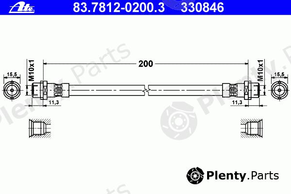  ATE part 83.7812-0200.3 (83781202003) Brake Hose