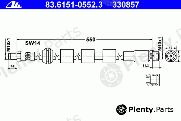  ATE part 83.6151-0552.3 (83615105523) Brake Hose