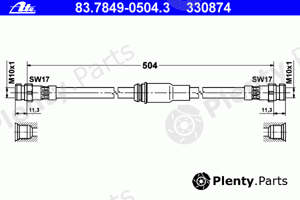  ATE part 83.7849-0504.3 (83784905043) Brake Hose