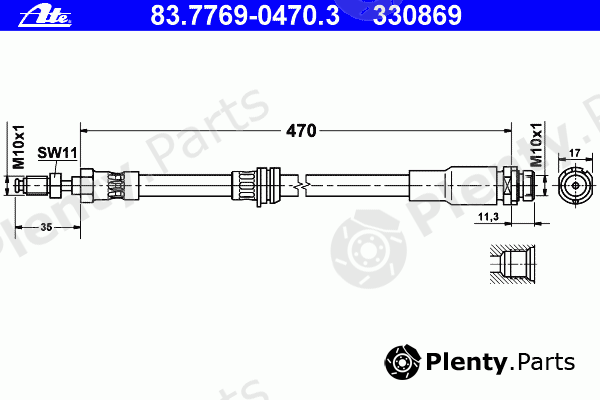  ATE part 83.7769-0470.3 (83776904703) Brake Hose