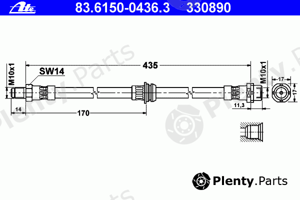  ATE part 83.6150-0436.3 (83615004363) Brake Hose