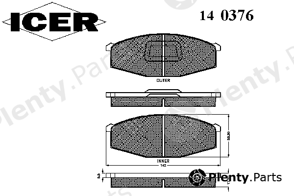  ICER part 140376 Brake Pad Set, disc brake