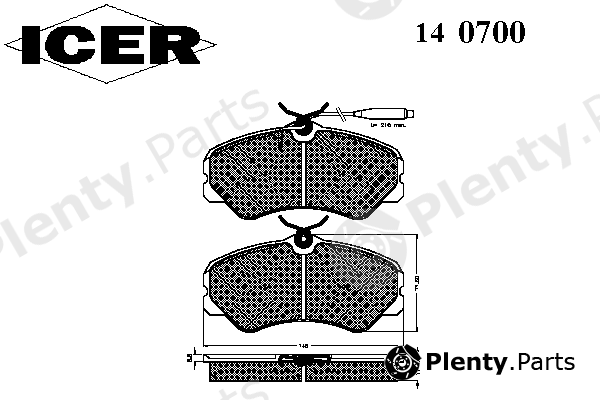  ICER part 140700 Brake Pad Set, disc brake