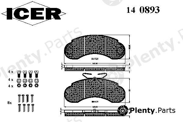  ICER part 140893 Brake Pad Set, disc brake