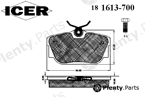  ICER part 181613-700 (181613700) Brake Pad Set, disc brake