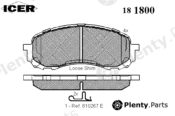  ICER part 181800 Brake Pad Set, disc brake