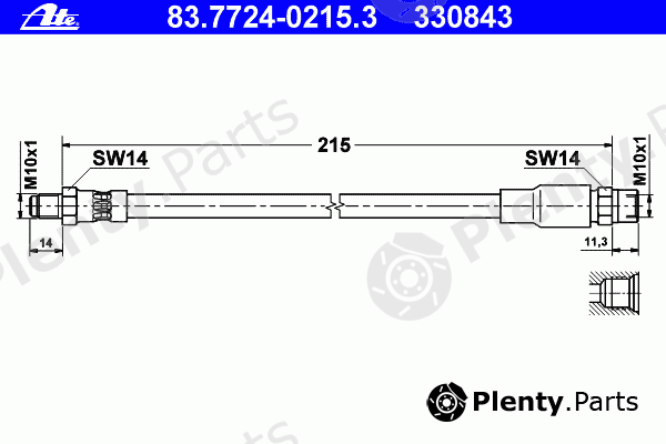  ATE part 83.7724-0215.3 (83772402153) Brake Hose