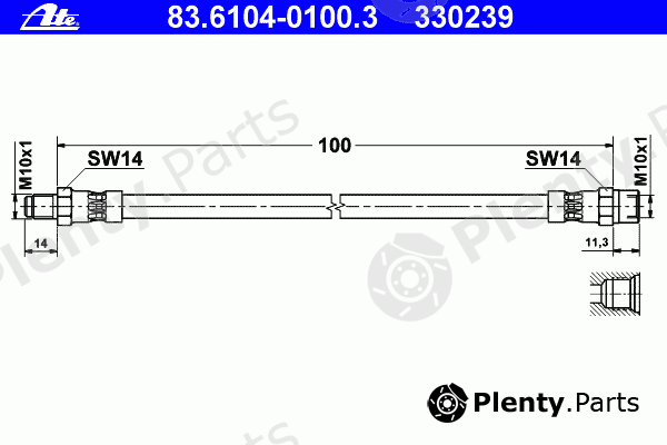  ATE part 83.6104-0100.3 (83610401003) Brake Hose
