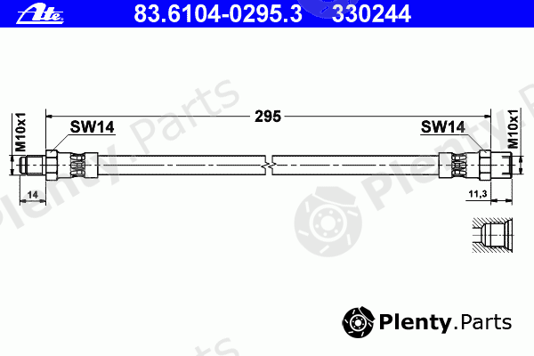  ATE part 83.6104-0295.3 (83610402953) Brake Hose