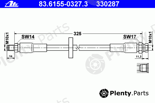  ATE part 83.6155-0327.3 (83615503273) Brake Hose