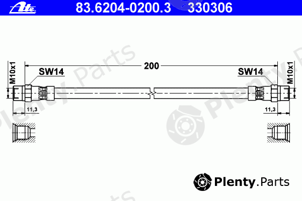  ATE part 83.6204-0200.3 (83620402003) Brake Hose