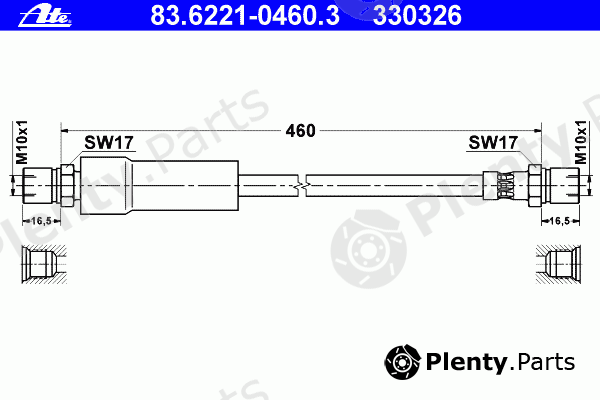  ATE part 83.6221-0460.3 (83622104603) Brake Hose