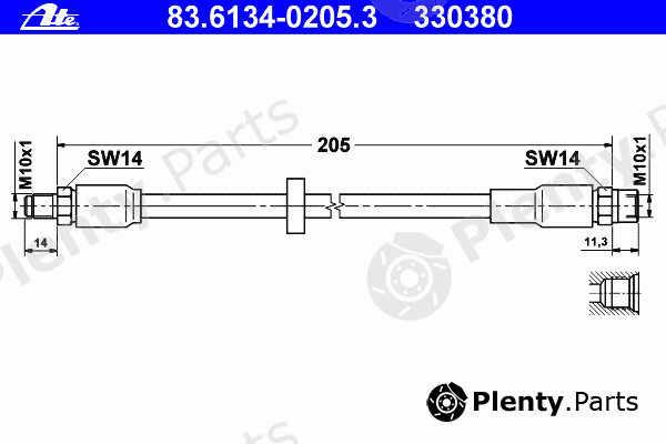  ATE part 83.6134-0205.3 (83613402053) Brake Hose