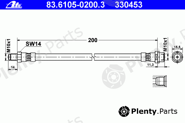  ATE part 83.6105-0200.3 (83610502003) Brake Hose