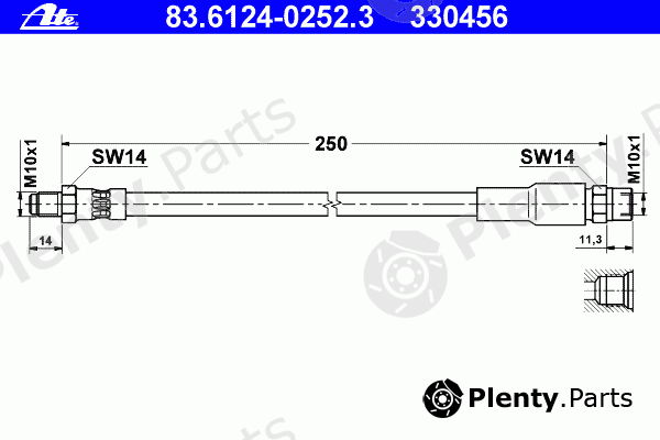  ATE part 83.6124-0252.3 (83612402523) Brake Hose