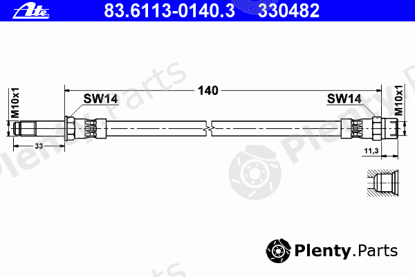  ATE part 83.6113-0140.3 (83611301403) Brake Hose