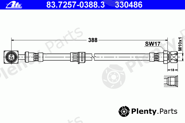  ATE part 83.7257-0388.3 (83725703883) Brake Hose