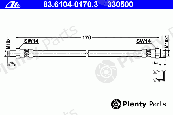  ATE part 83.6104-0170.3 (83610401703) Brake Hose
