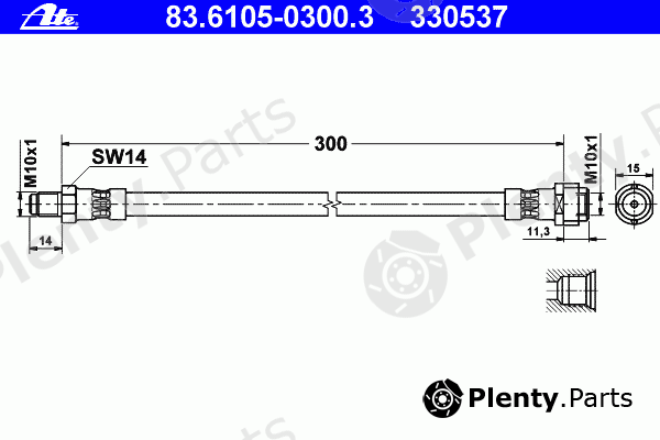  ATE part 83.6105-0300.3 (83610503003) Brake Hose