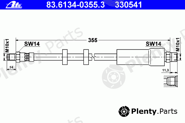  ATE part 83.6134-0355.3 (83613403553) Brake Hose