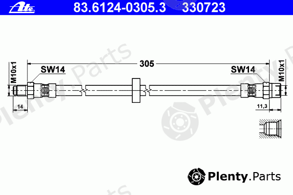  ATE part 83.6124-0305.3 (83612403053) Brake Hose