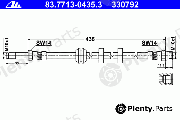  ATE part 83.7713-0435.3 (83771304353) Brake Hose