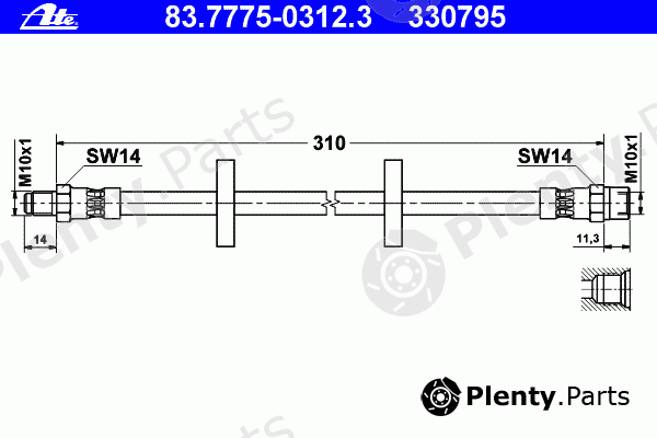  ATE part 83.7775-0312.3 (83777503123) Brake Hose