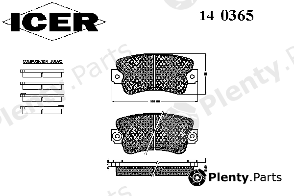  ICER part 140365 Brake Pad Set, disc brake