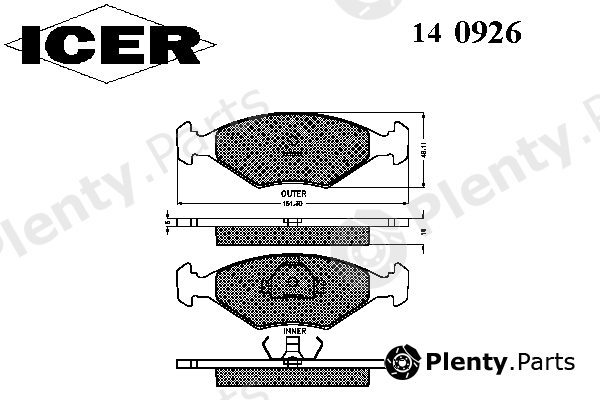  ICER part 140926 Brake Pad Set, disc brake