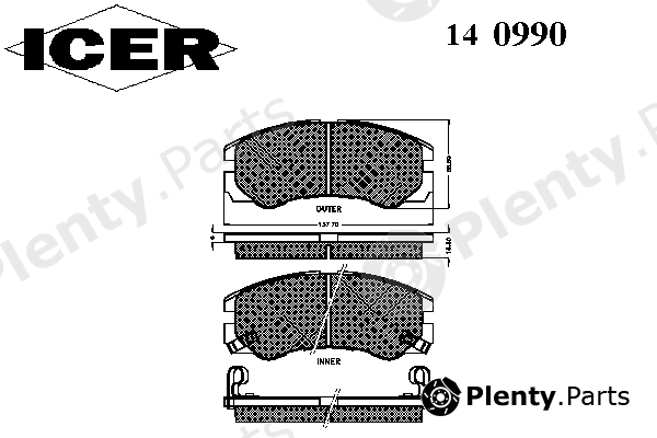  ICER part 140990 Brake Pad Set, disc brake