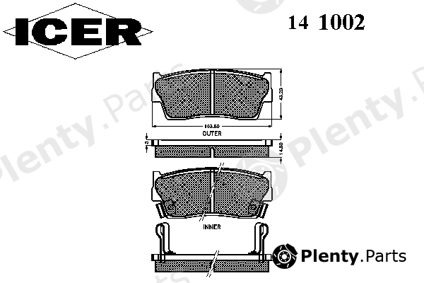  ICER part 141002 Brake Pad Set, disc brake