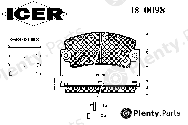  ICER part 180098 Brake Pad Set, disc brake