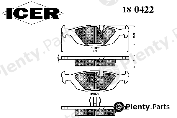  ICER part 180422 Brake Pad Set, disc brake
