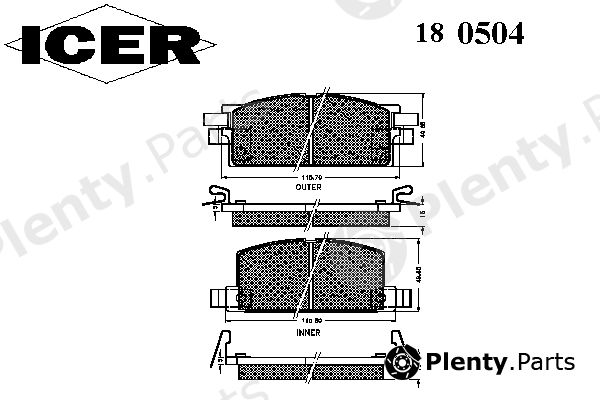  ICER part 180504 Brake Pad Set, disc brake