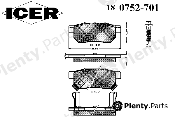  ICER part 180752-701 (180752701) Brake Pad Set, disc brake