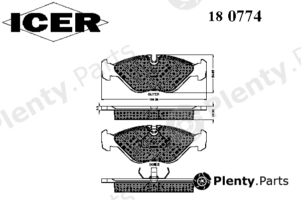  ICER part 180774 Brake Pad Set, disc brake