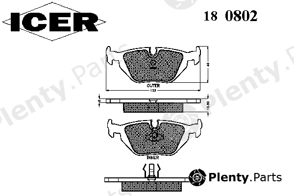  ICER part 180802 Brake Pad Set, disc brake