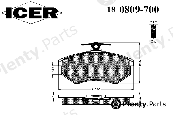  ICER part 180809-700 (180809700) Brake Pad Set, disc brake