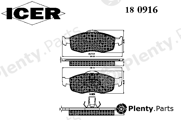  ICER part 180916 Brake Pad Set, disc brake