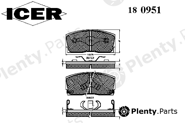  ICER part 180951 Brake Pad Set, disc brake