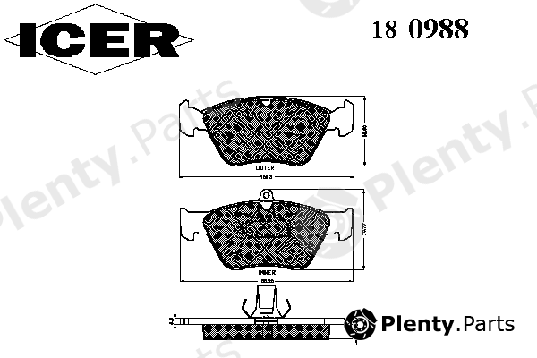  ICER part 180988 Brake Pad Set, disc brake