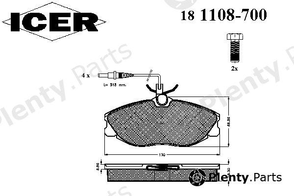  ICER part 181108-700 (181108700) Brake Pad Set, disc brake