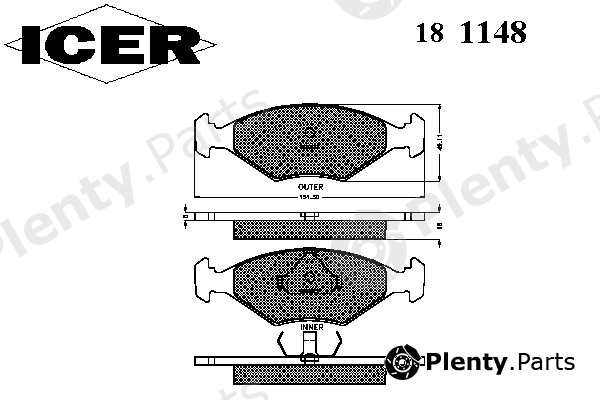  ICER part 181148 Brake Pad Set, disc brake