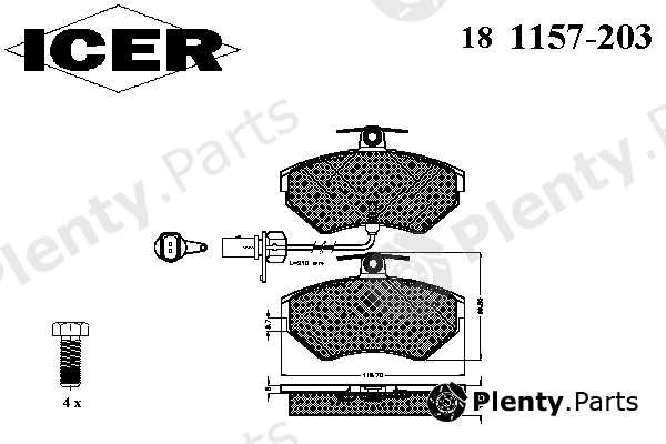  ICER part 181157-203 (181157203) Brake Pad Set, disc brake
