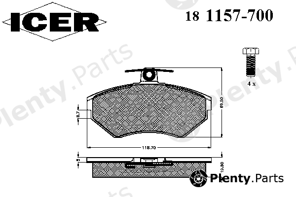  ICER part 181157-700 (181157700) Brake Pad Set, disc brake