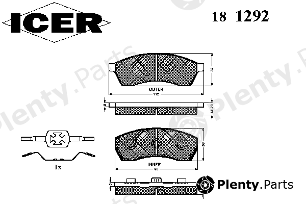  ICER part 181292 Brake Pad Set, disc brake