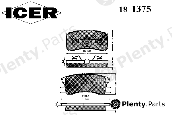  ICER part 181375 Brake Pad Set, disc brake