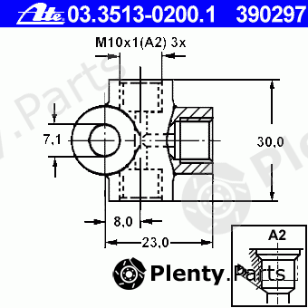  ATE part 03.3513-0200.1 (03351302001) Connector, pipes
