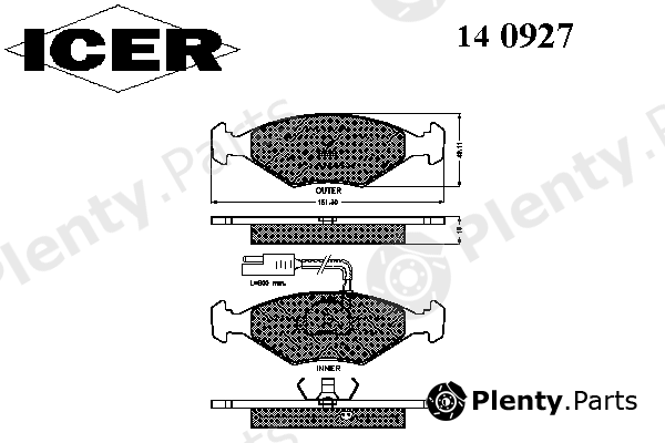  ICER part 140927 Brake Pad Set, disc brake