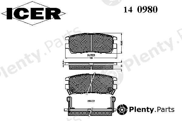  ICER part 140980 Brake Pad Set, disc brake